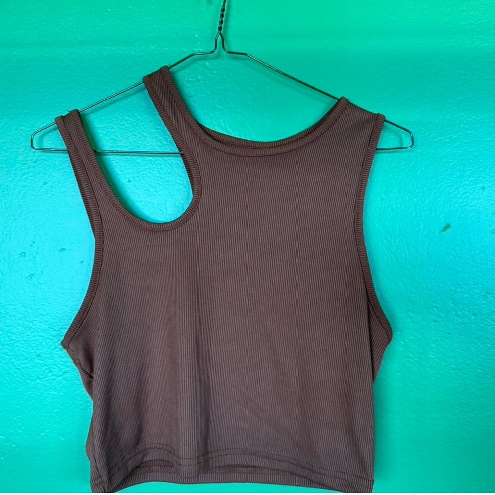 Brown Ribbed Women's Tank Top